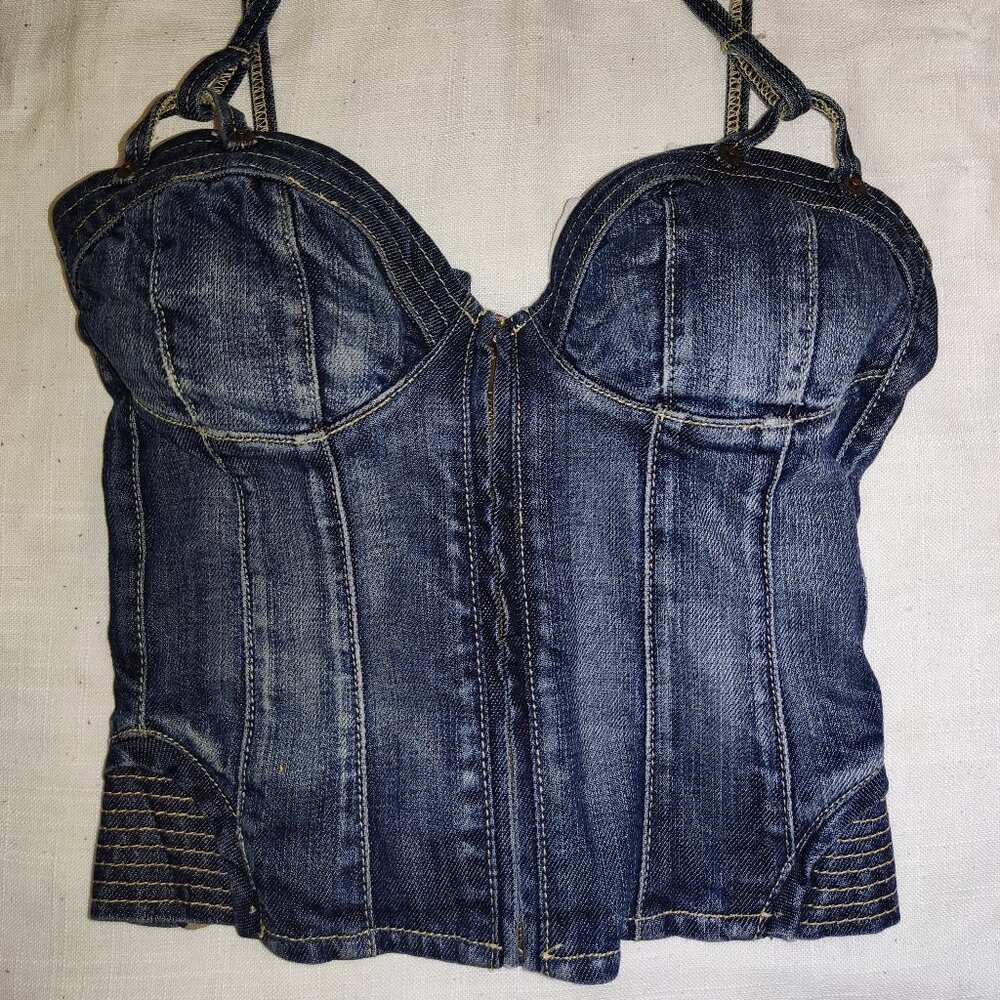 Guess Premium | Denim corset bustier top | Size XS - Picture 10 of 16